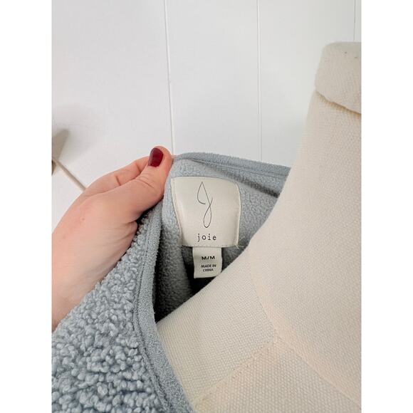 Joie Teddy Sherpa Shacket Size Medium Blue Snap Jacket Coat - Picture 8 of 8